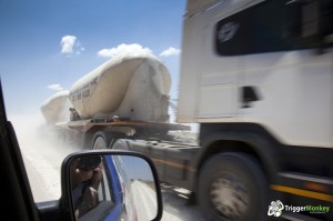 Didn't see a car the entire day...until this truck covered us in dust