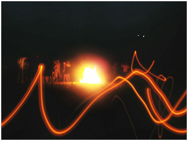 Booze and fire...always smart